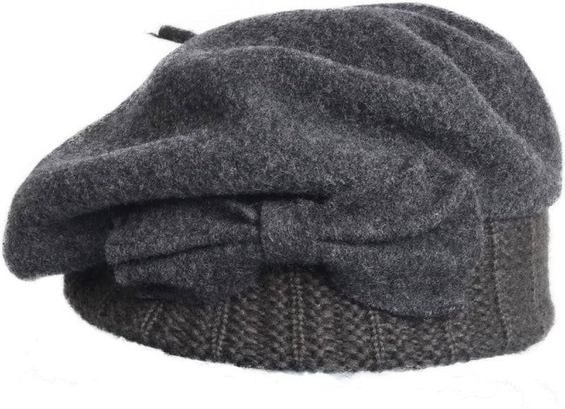 VECRY Lady French Beret 100% Wool Beret Floral Dress Beanie Winter Hat - Image 2